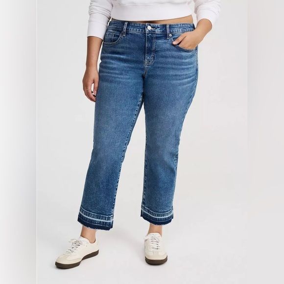 torrid Denim - Torrid NWT Perfect Boyfriend Ankle Jeans Stretch Size 12 Medium Wash Raw Hem
